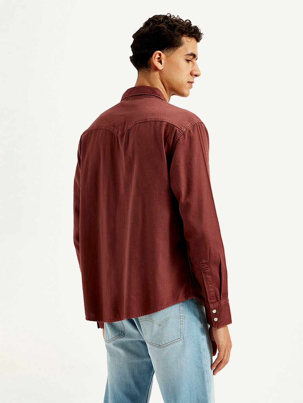 Men's Solid Dyed Slim Fit Shirt - Back View