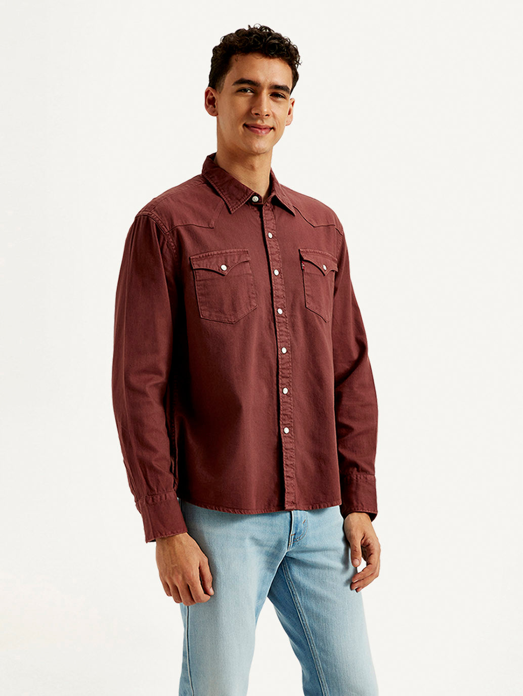 Men's Solid Dyed Slim Fit Shirt - Side View