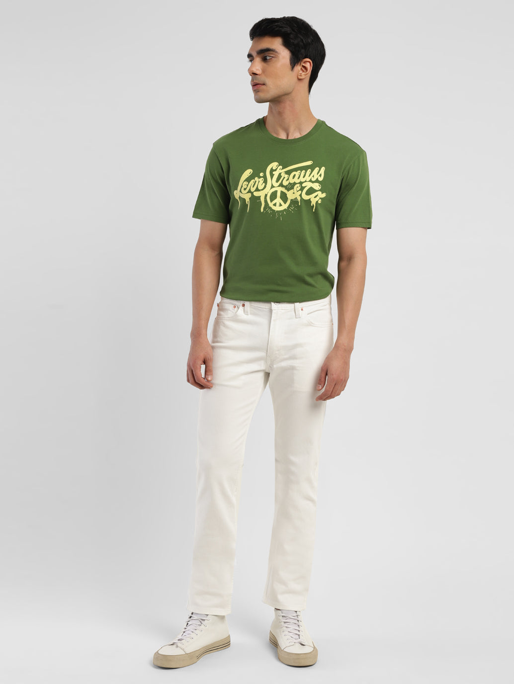 Men's 511 White Slim Fit Mid Rise Jeans - ModelFront View