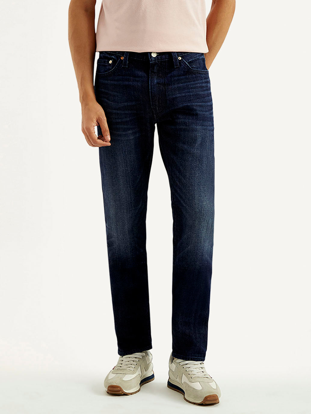 Men's 511 Dark Blue Slim Fit Mid Rise Selvedge Jeans - Front View
