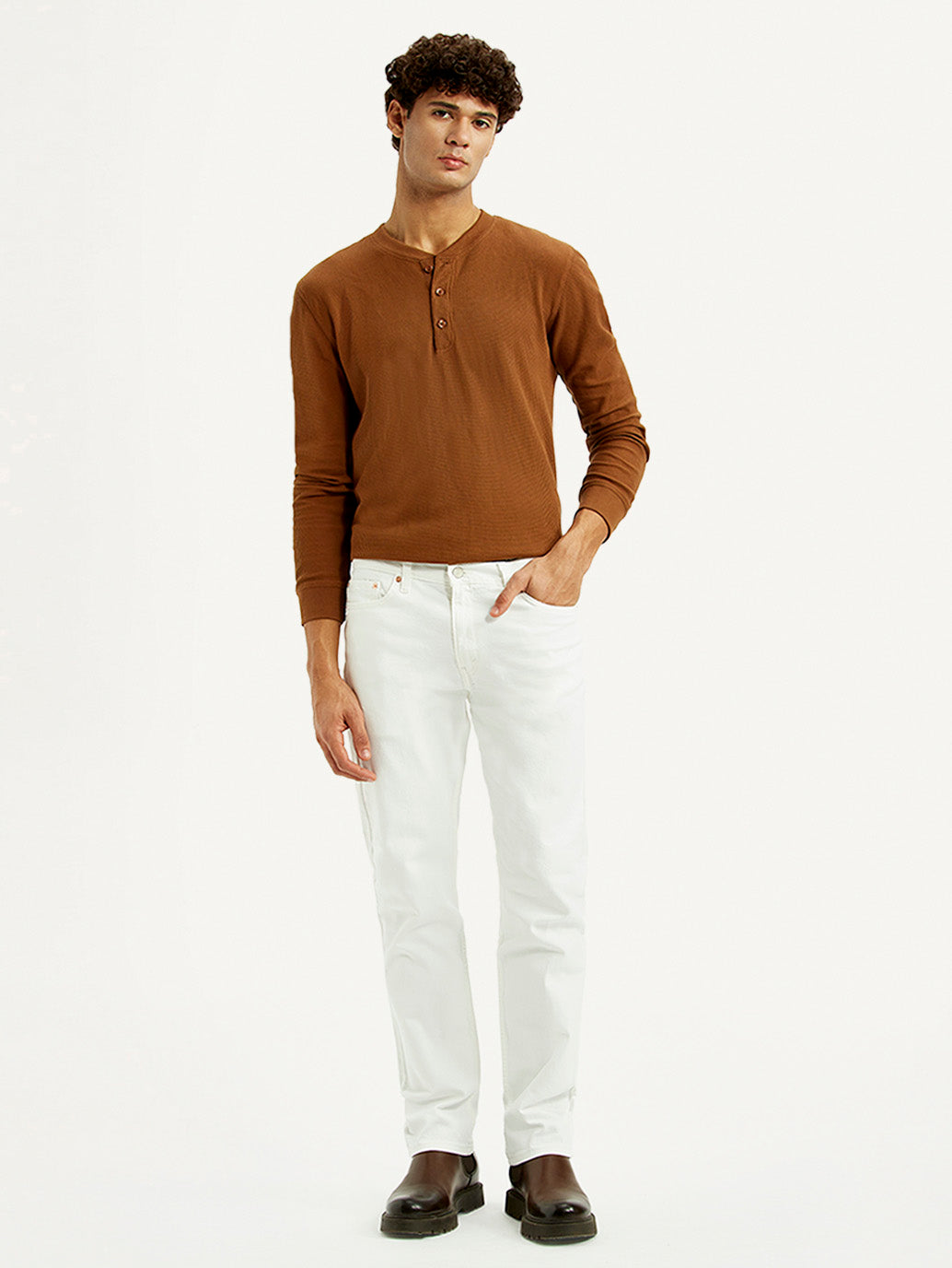 Men's 511 White Slim Fit Mid Rise Jeans - Front View