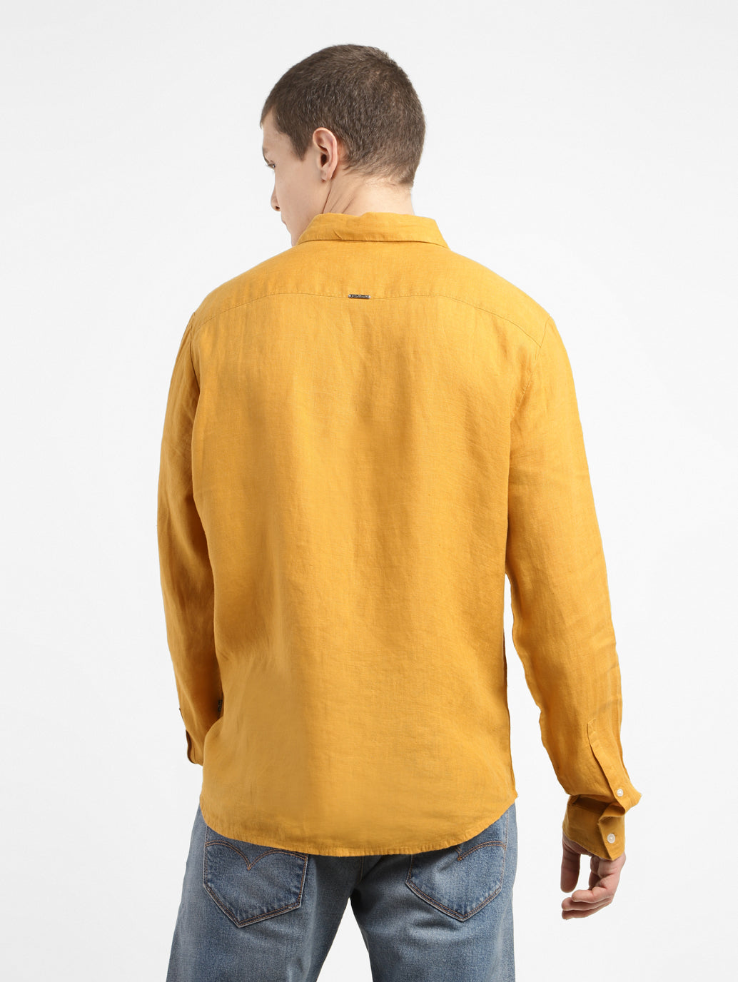 Men's Solid Spread Collar Linen Shirt - d6fb9f3d-604d-41af-b9d8-9494023ecac2 View
