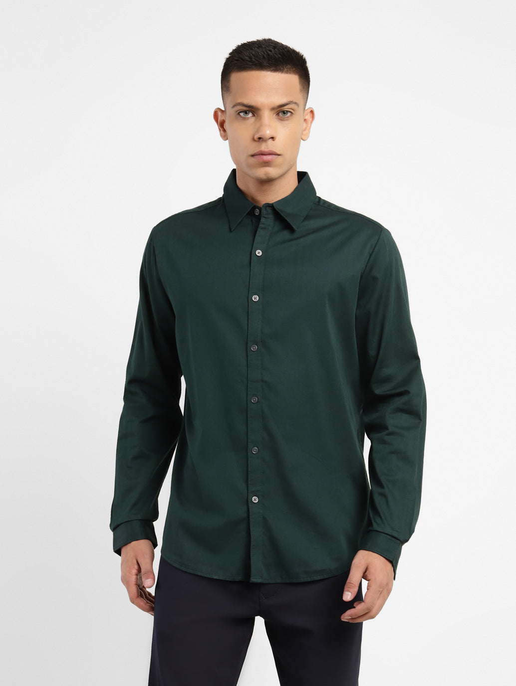 Men's Solid Spread Collar Shirt - 876b34d4-4a6b-4c5a-bb69-04c7d2cbd7b5 View