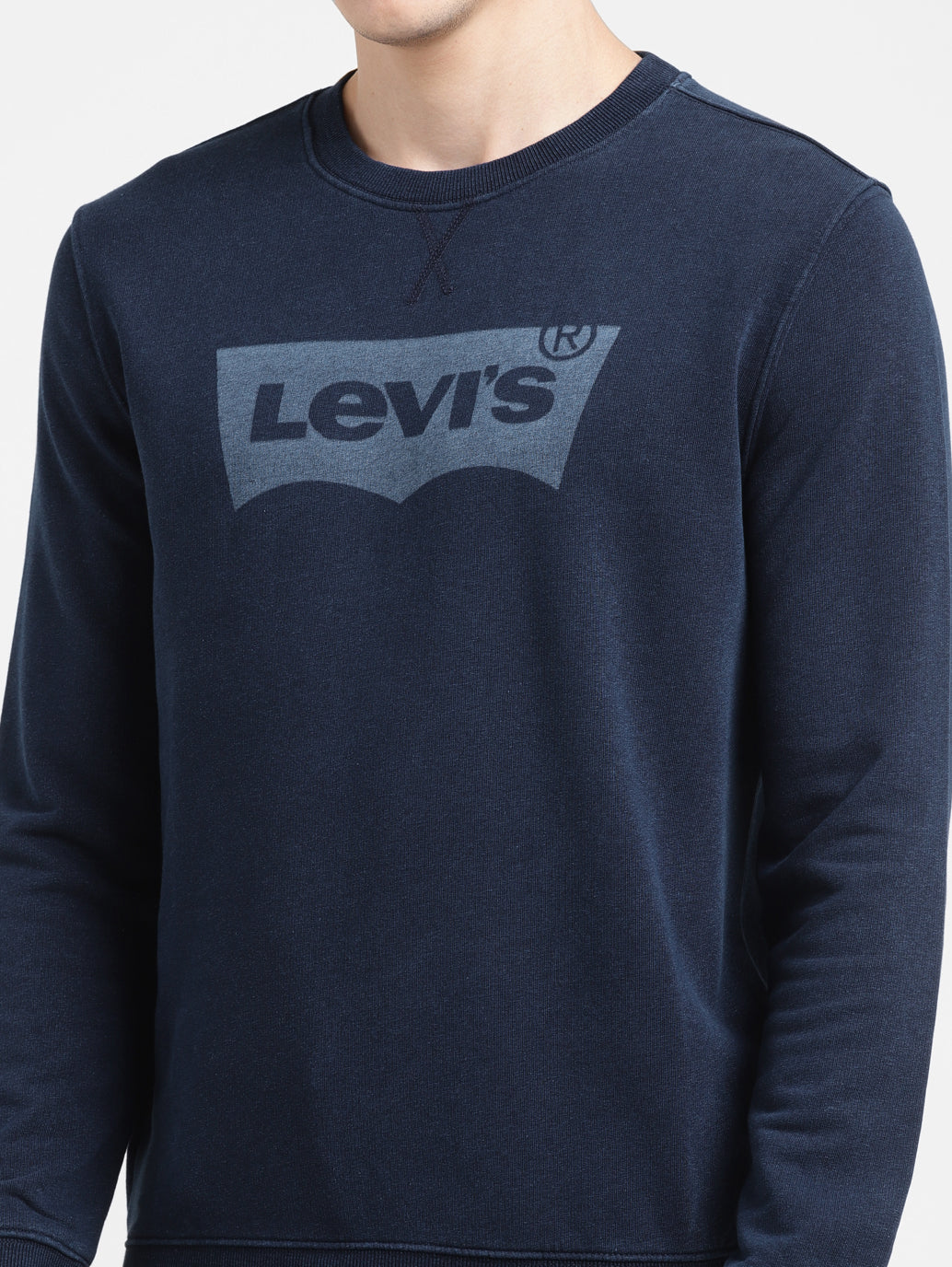 Men's Solid Blue Crew Neck Sweatshirt - b7298aae-b9d9-4b37-9cdb-564665251407 View