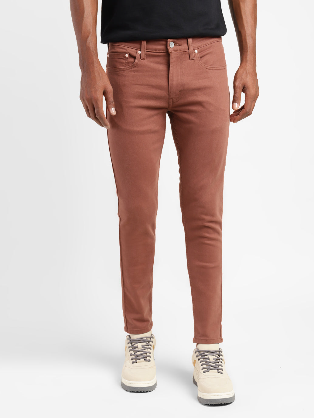 Men's Brown Skinny Fit Mid Rise Jeans - 4cba074d-b10e-4be5-adc4-3ffa553911d6 View
