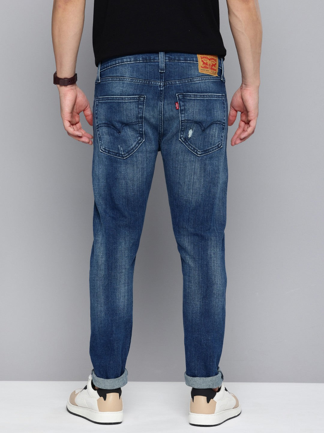 Men's Blue Skinny Fit Mid Rise Jeans - 3 View