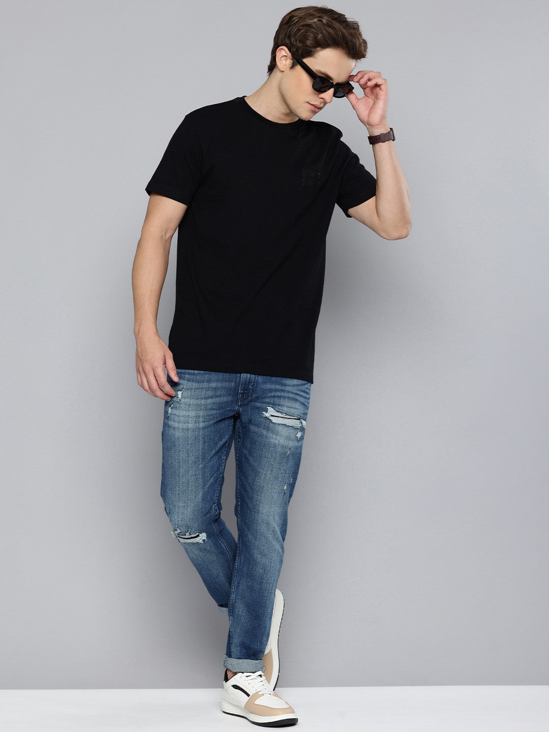 Men's Blue Skinny Fit Mid Rise Jeans - 4 View