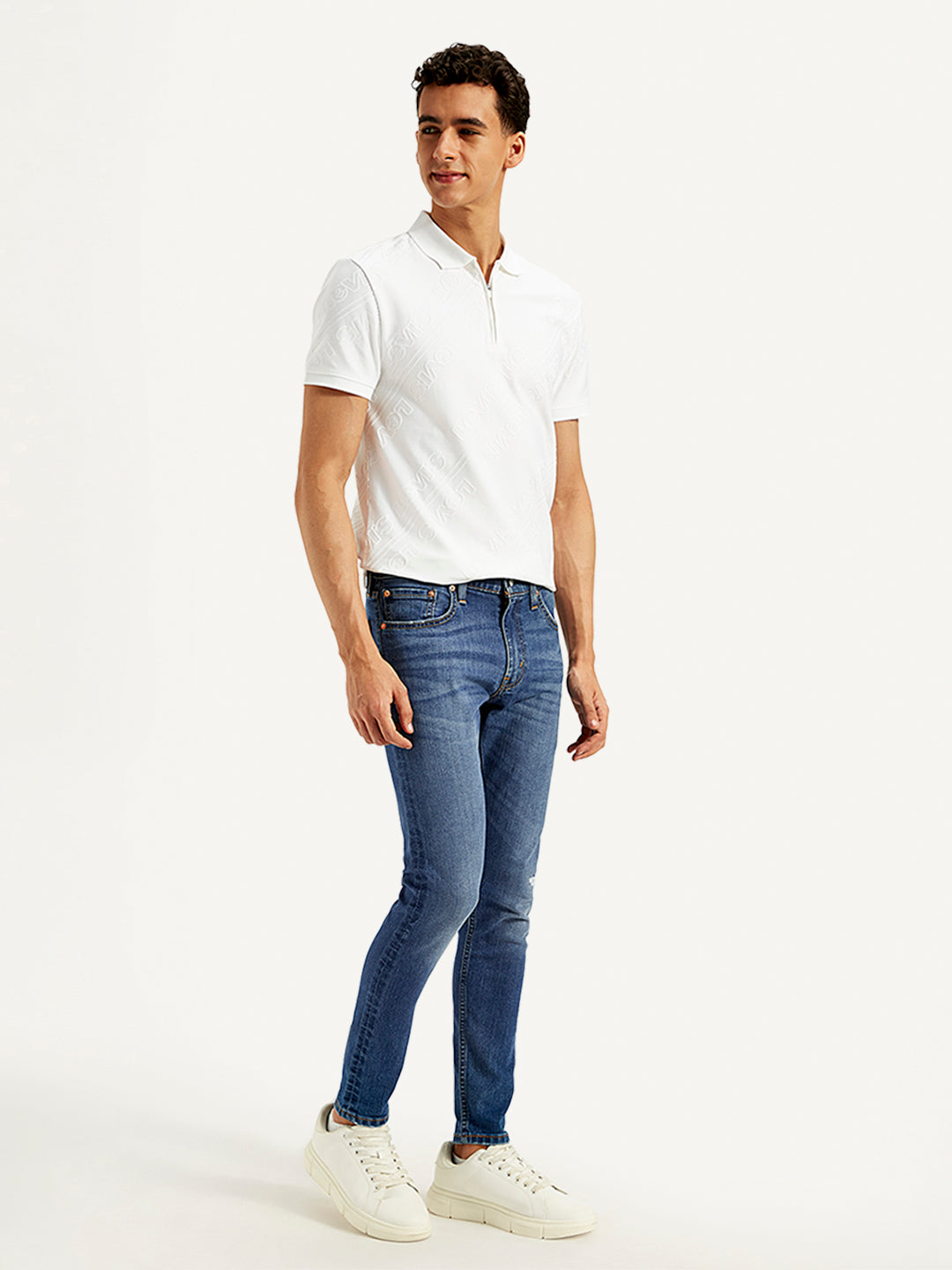 Men's Blue Skinny Tapered Fit Mid Rise Jeans - 20 View
