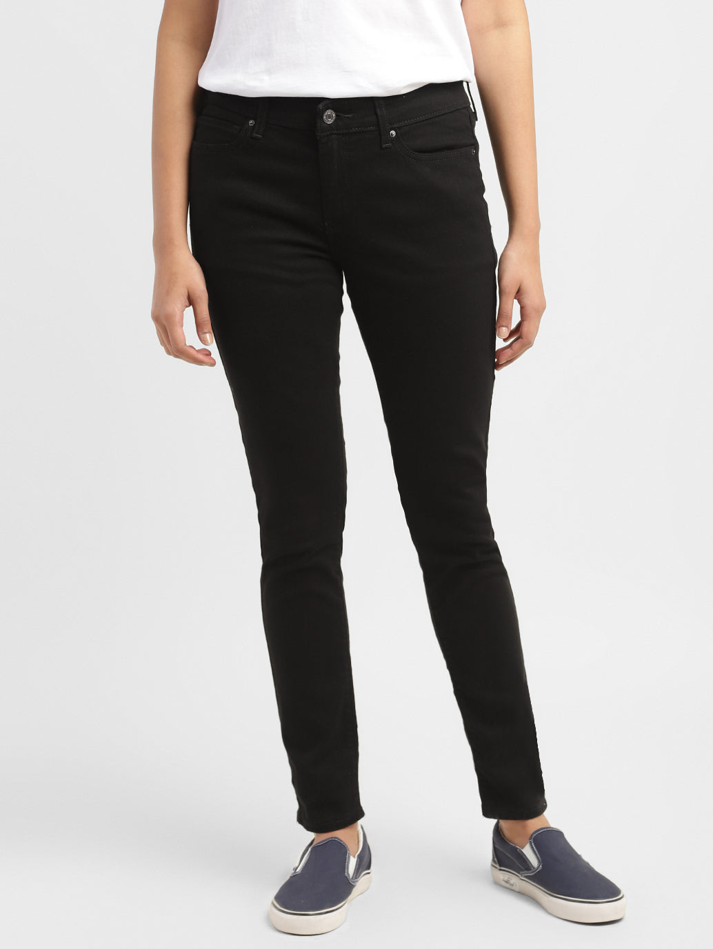 Women's 711 Black Skinny Fit Mid Rise Jeans - 31f79d54-c09d-47d9-9f6f-16fa0297084e View