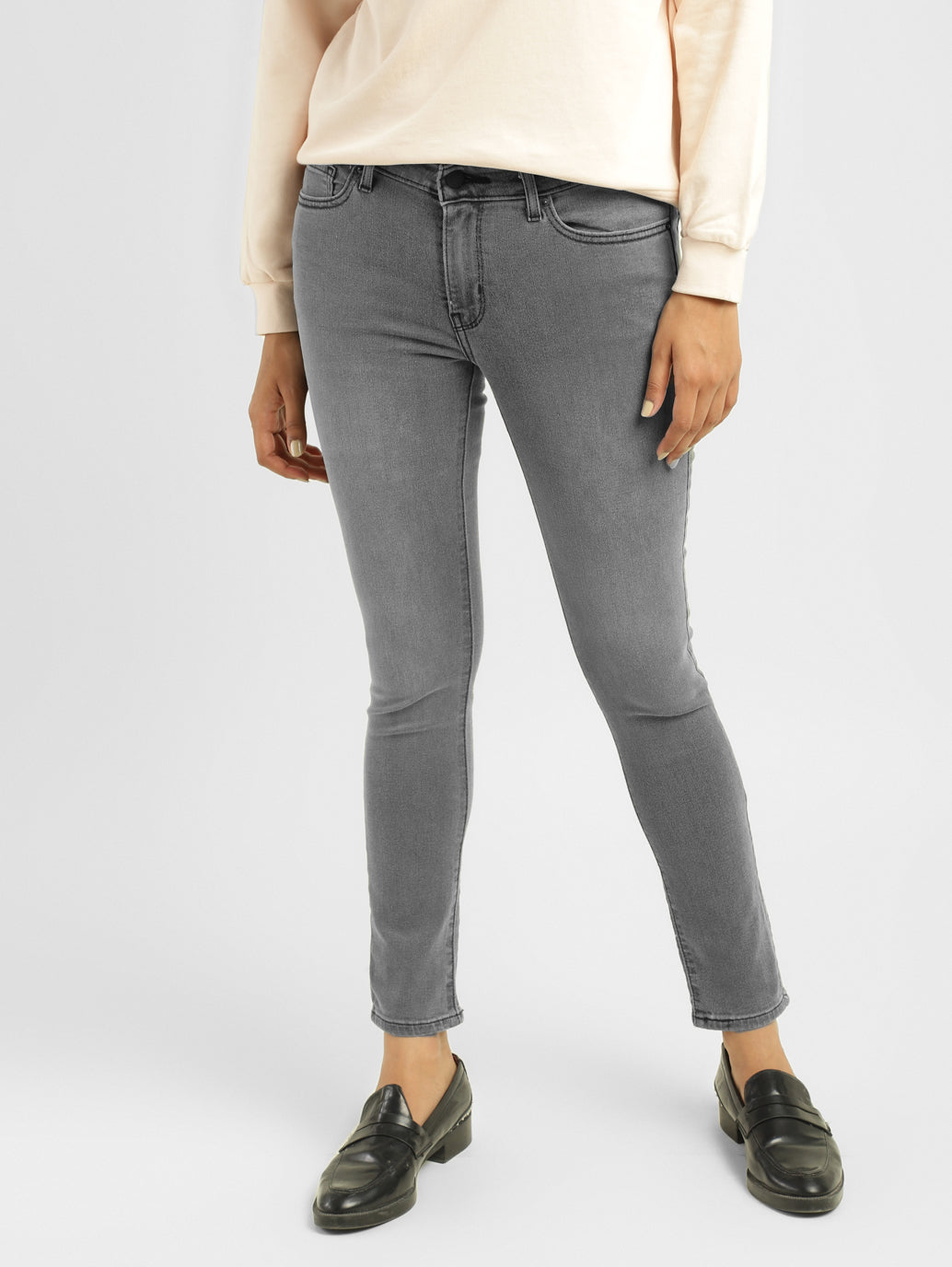 Women's 711 Grey Skinny Fit Mid Rise Jeans - 186d7b83-9ea4-44fa-bea2-1a77d956c8ba View