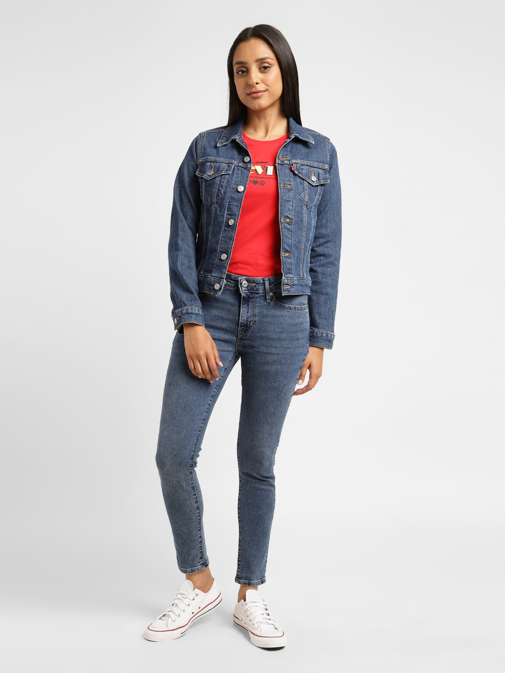 Women's 711 Blue Skinny Fit Mid Rise Jeans