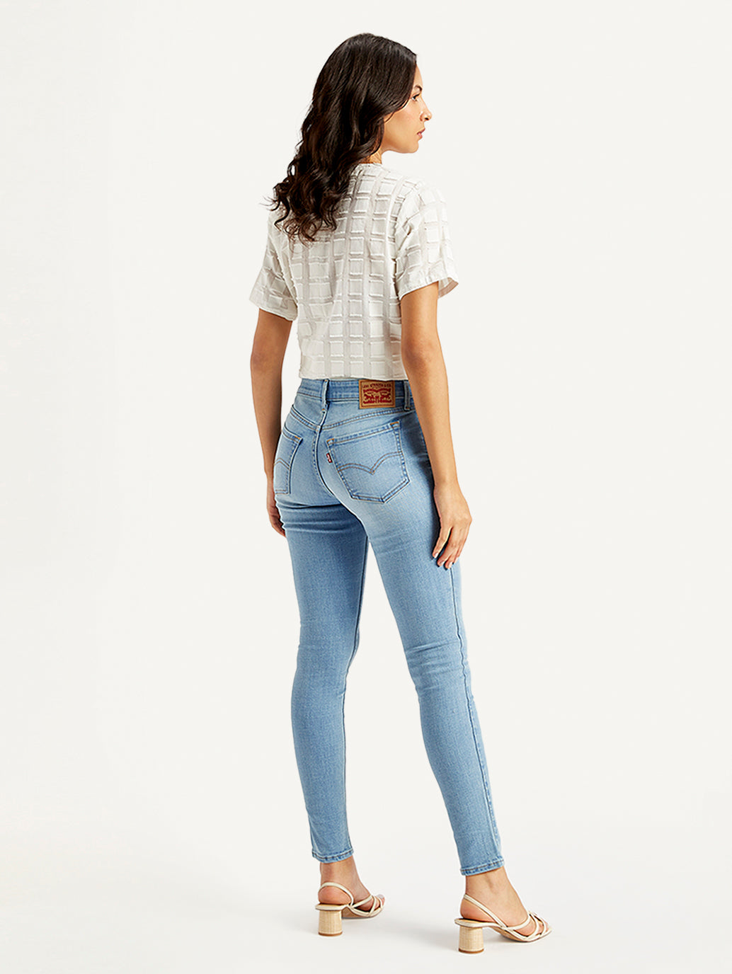 Women's 711 Light Blue Skinny Fit Mid Rise Jeans - Back View