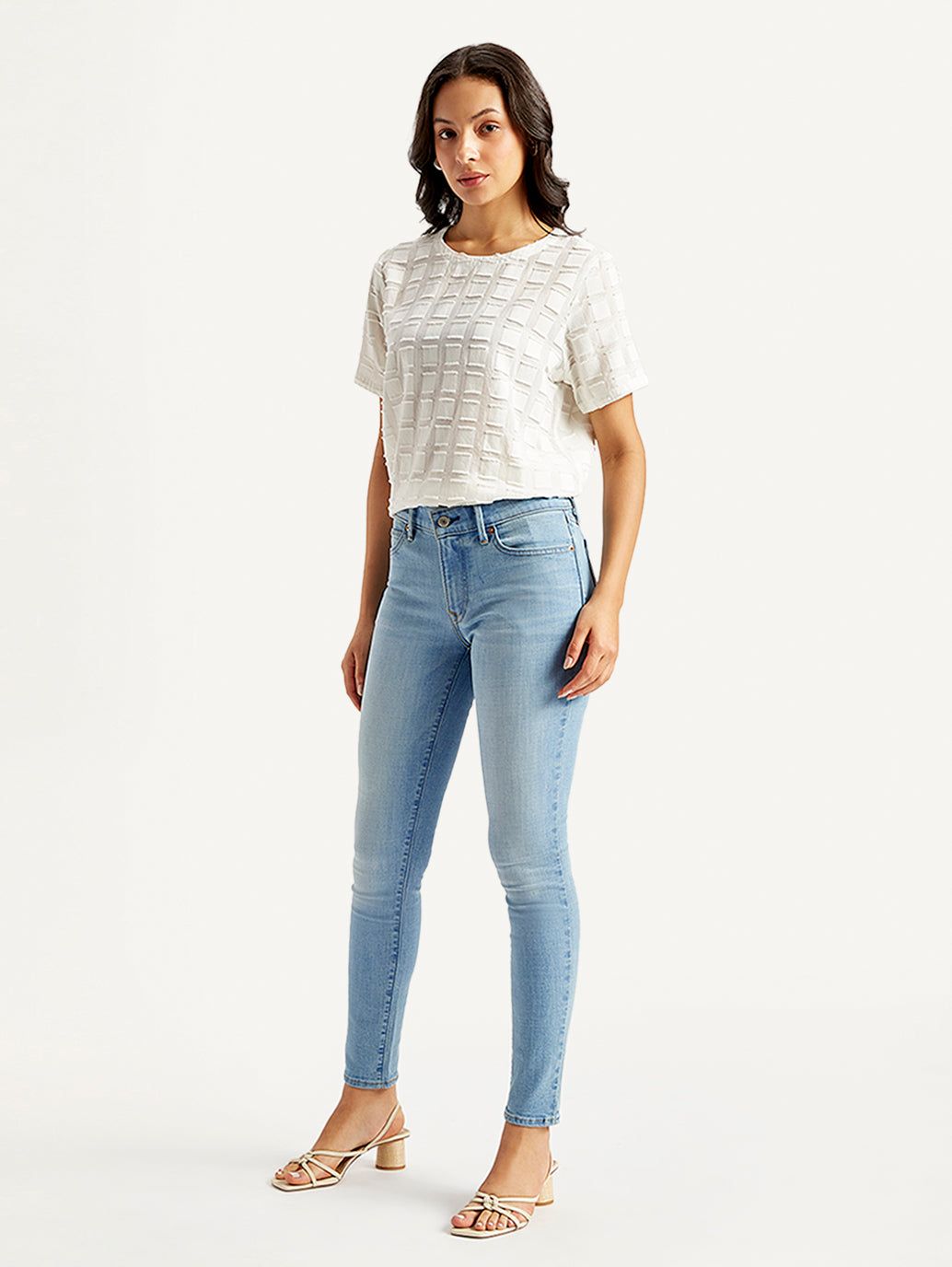 Women's 711 Light Blue Skinny Fit Mid Rise Jeans - Side View