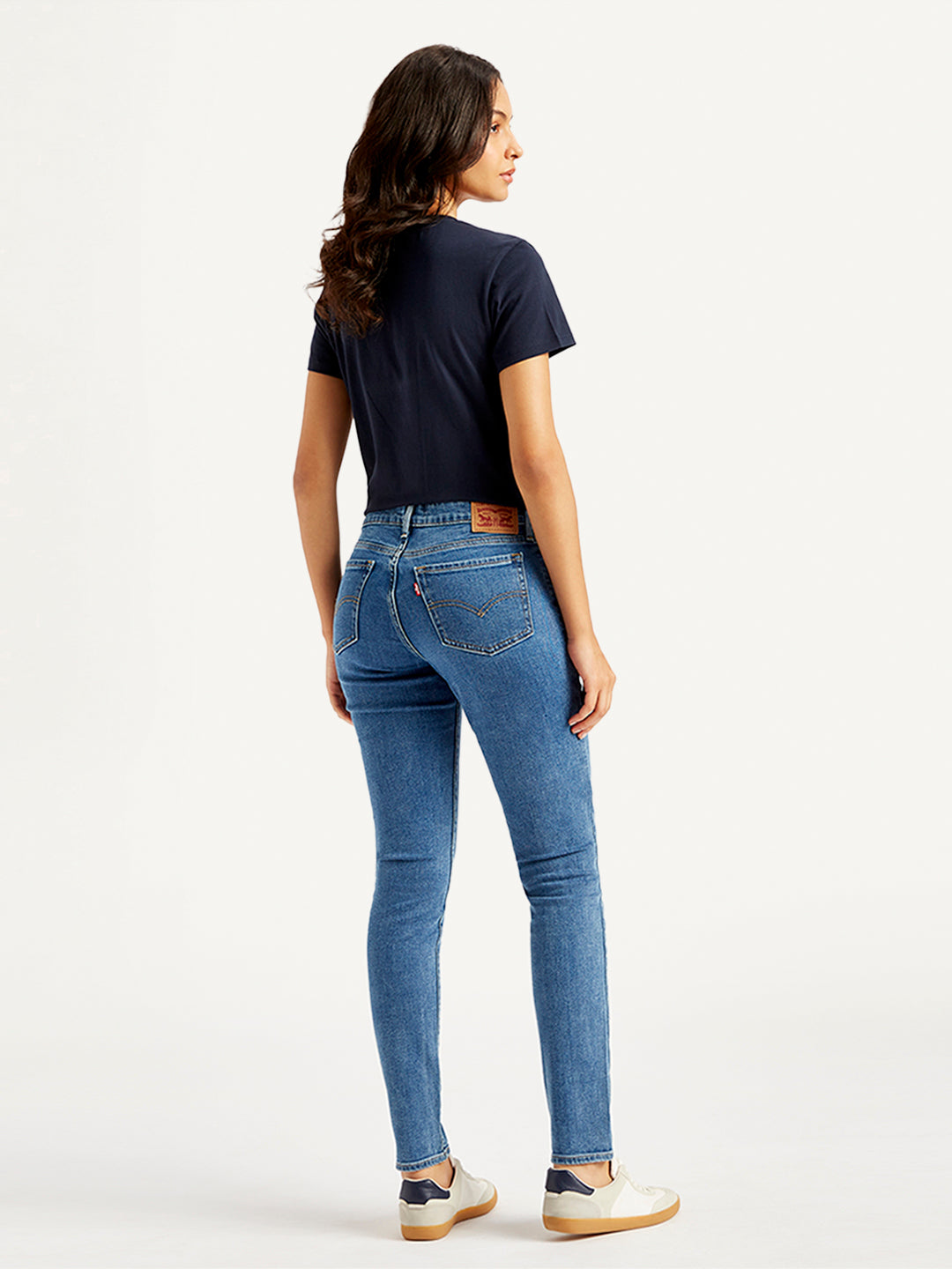 Women's 711 Blue Skinny Fit Mid Rise Jeans - Back View
