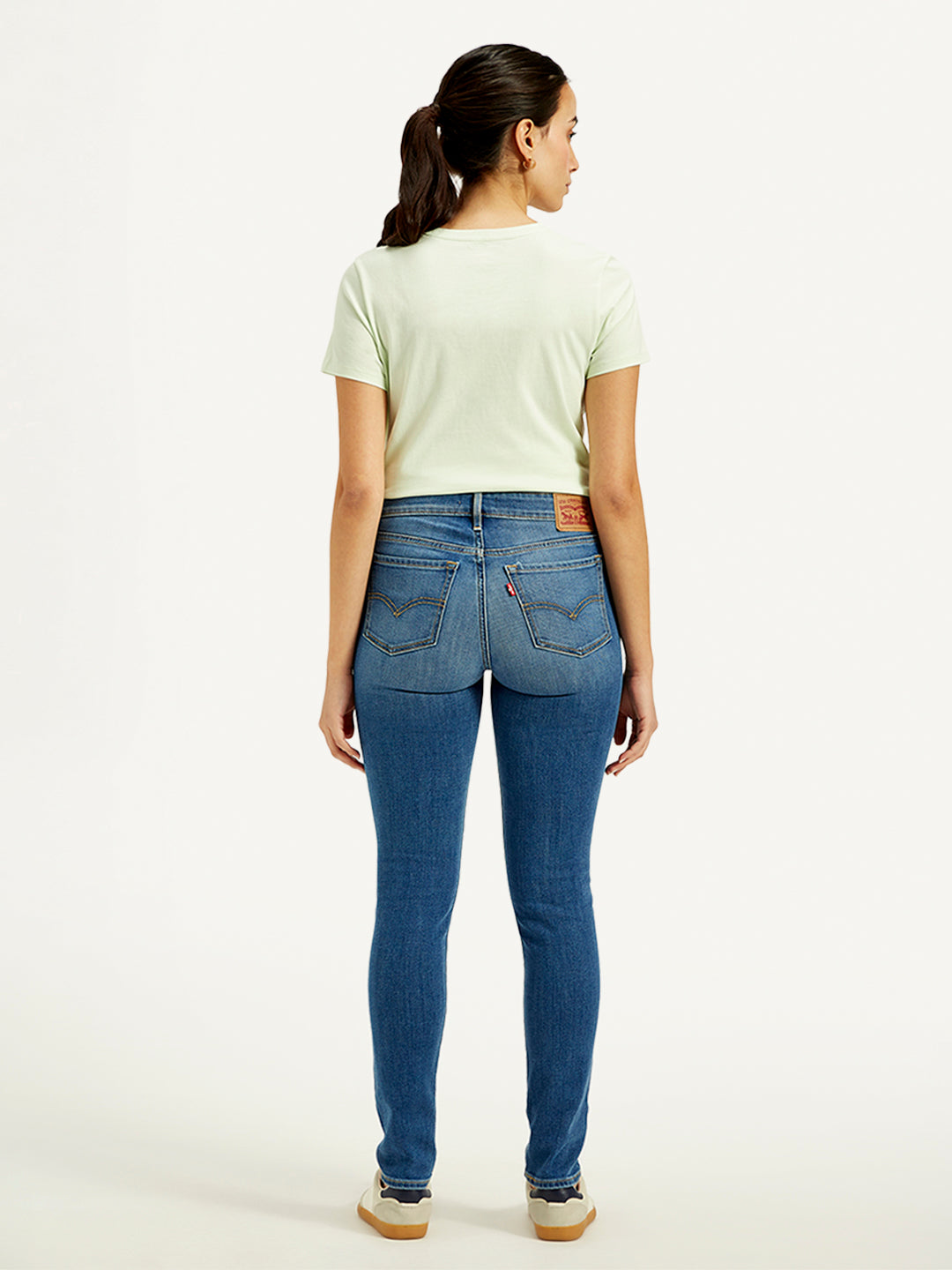 Women's 711 Blue Skinny Fit Mid Rise Jeans - Back View
