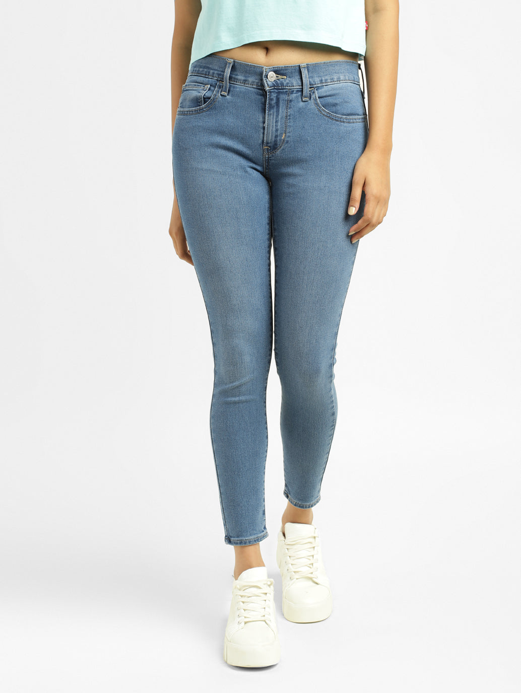 Women's 710 Blue Skinny Fit Mid Rise Jeans - 32b40c25-d60c-42a1-83a4-63a770315d62 View
