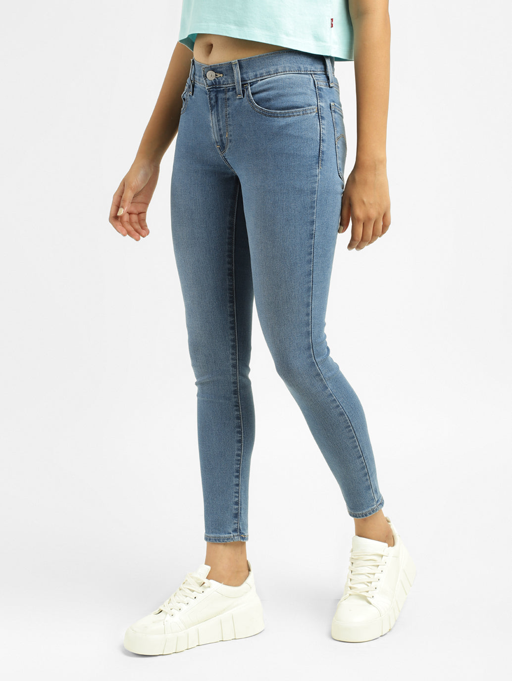 Women's 710 Blue Skinny Fit Mid Rise Jeans - 1cec1b30-6a4d-4feb-bd10-aa4d57e94055 View