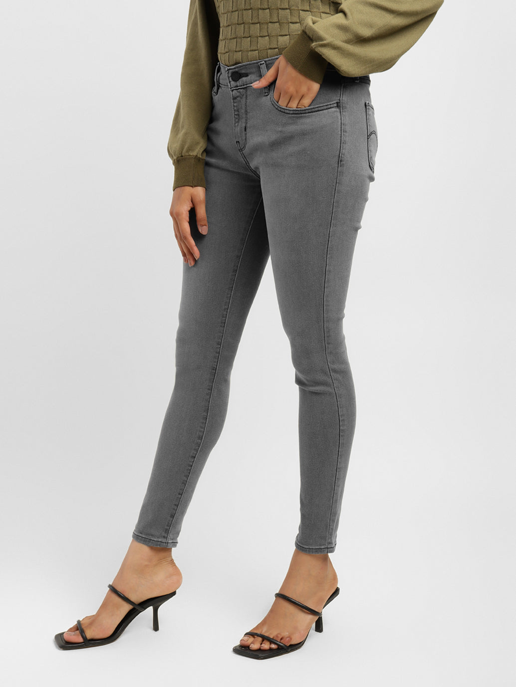 Women's 710 Grey Skinny Fit Mid Rise Jeans - c854cac4-e2ce-4a7b-a647-c653cf19c4e1 View