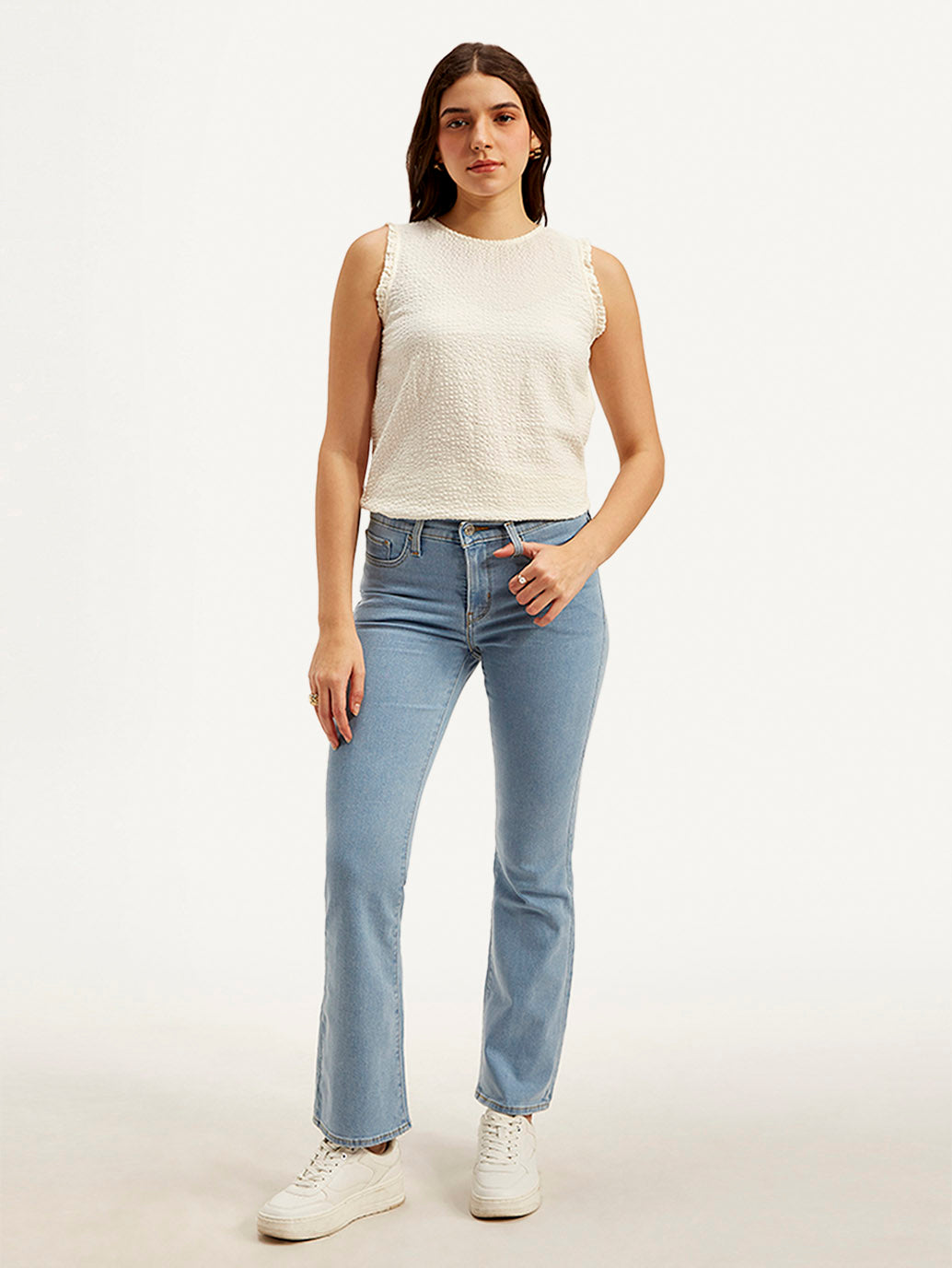 Women's 315 Light Blue Flared Fit High Rise Jeans - Front View