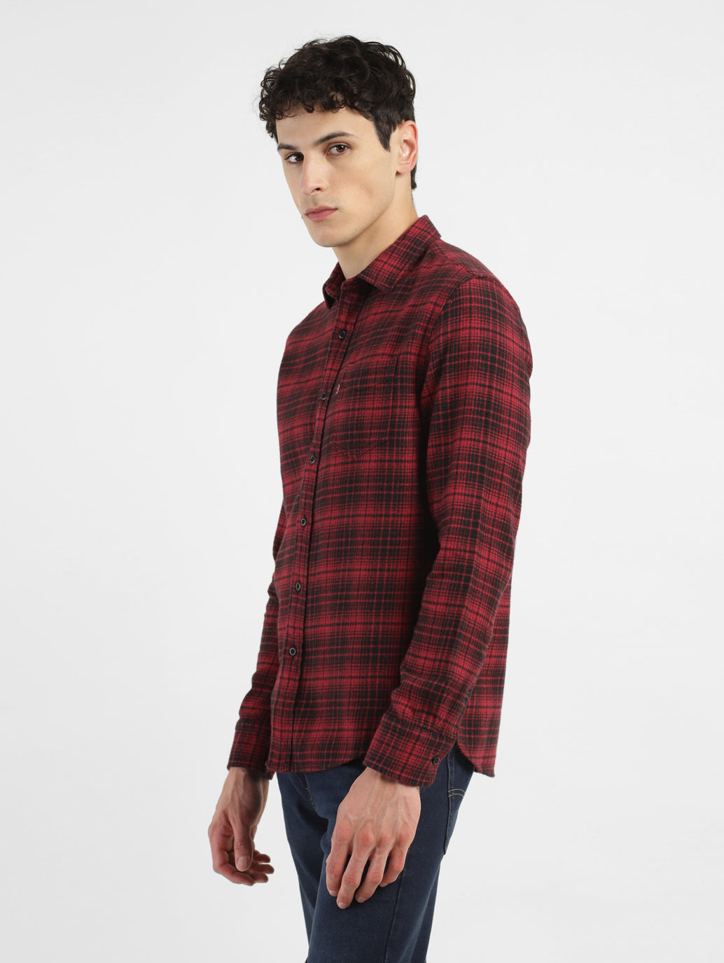 Men's Checkered Spread Collar Shirt - 42f2edd1-439d-48d2-bd4b-9c2f60ddb1f3 View