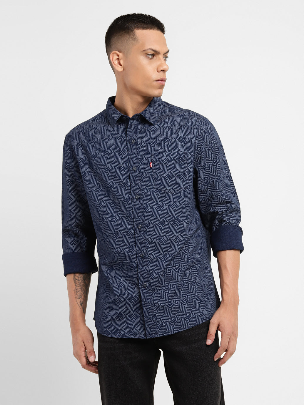 Men's Geometric Print Slim Fit Shirt - 08d62afc-ae88-409e-9eed-17b9cb61f6da View