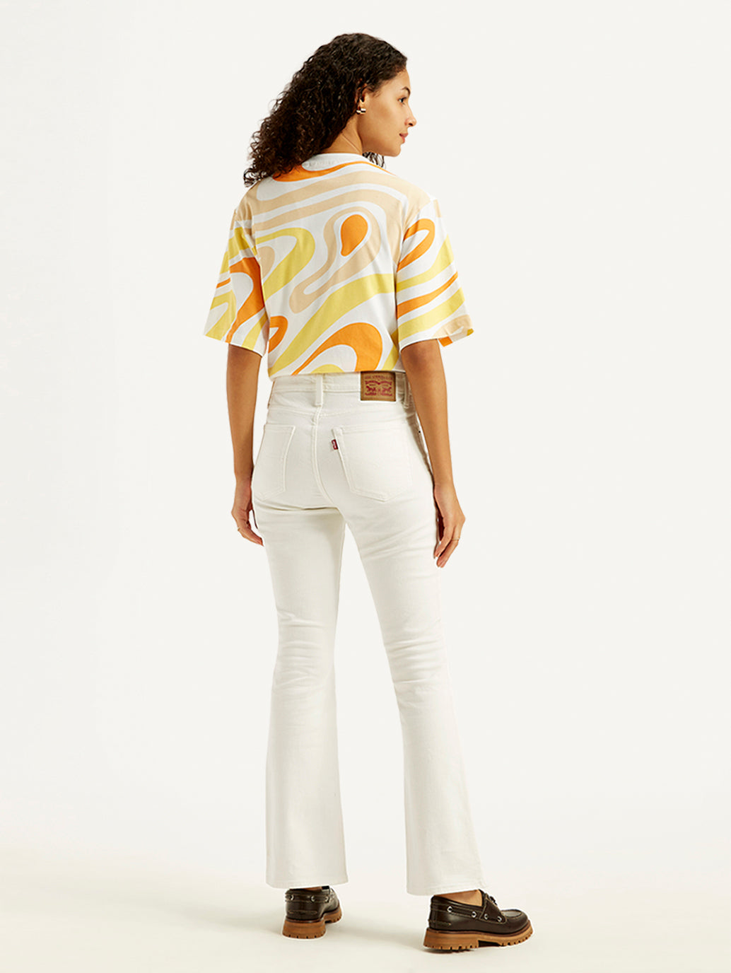 Women's 725 White Flared Fit High Rise Jeans - Back View
