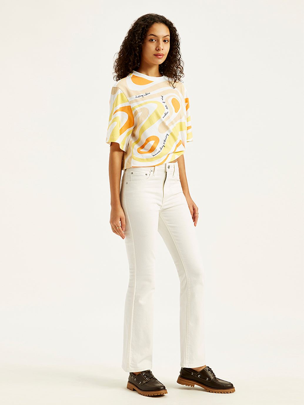 Women's 725 White Flared Fit High Rise Jeans - Side View