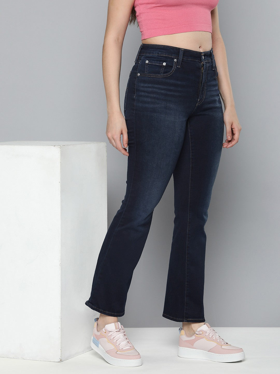 Women's 725 Blue Flared Fit High Rise Jeans - 1 View