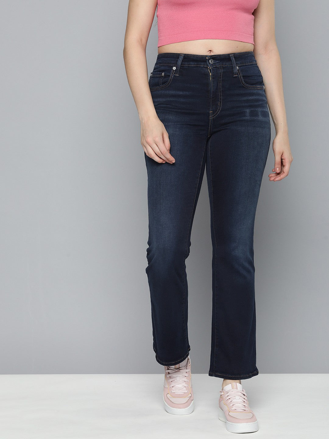 Women's 725 Blue Flared Fit High Rise Jeans - 2 View