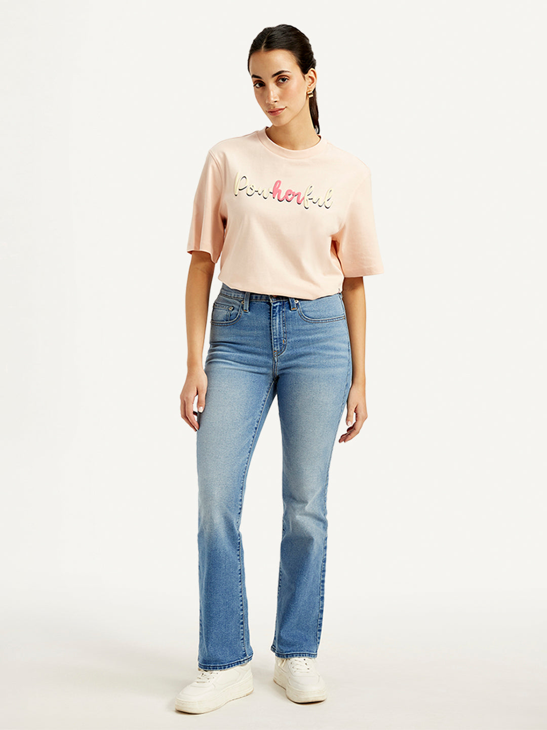Women's 725 Blue Flared Fit High Rise Jeans - Front View
