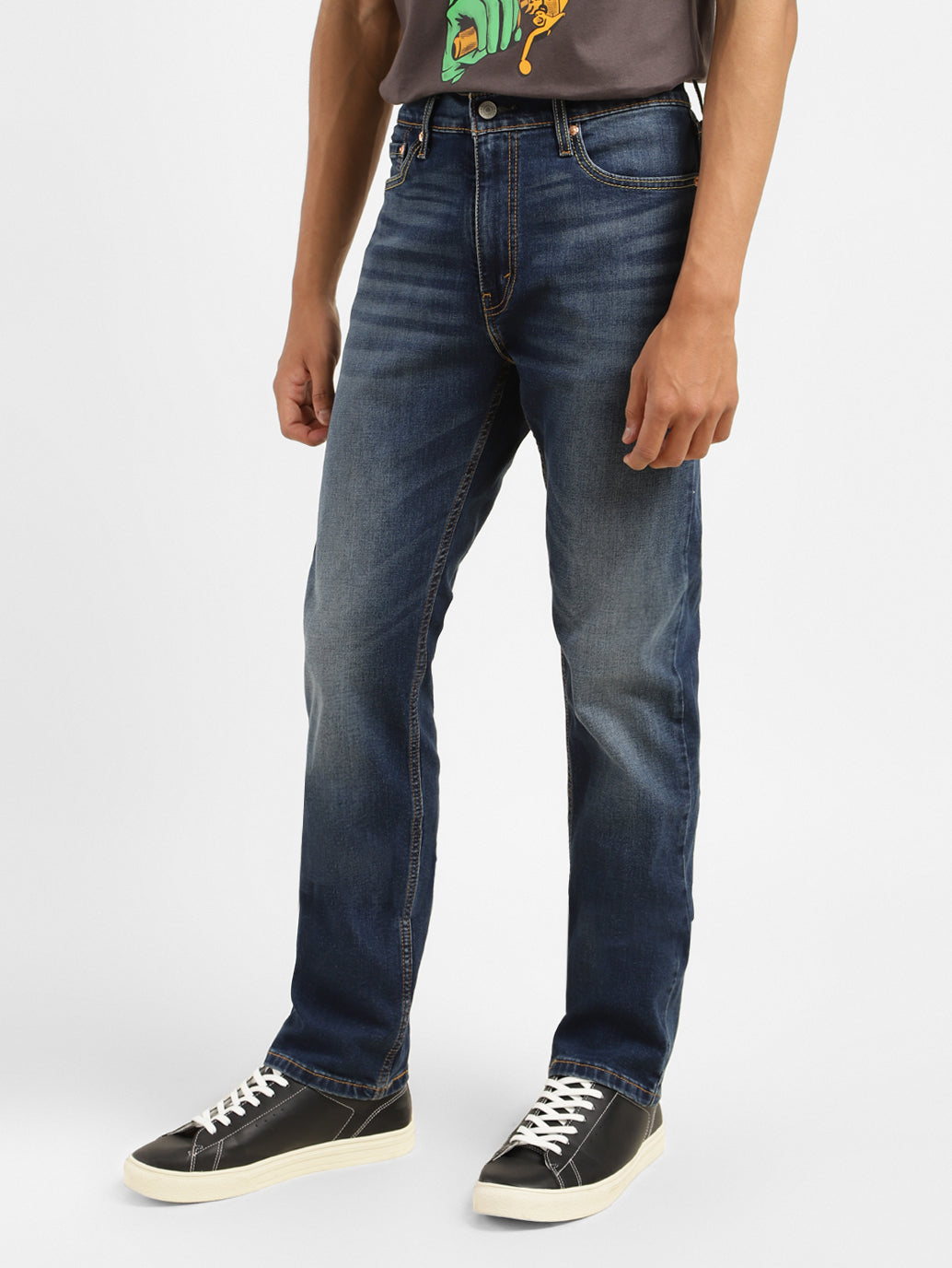Men's 513 Blue Slim Straight Fit Mid Rise Jeans - 93b22df5-e445-44cb-b2e7-eb509fa72fa9 View