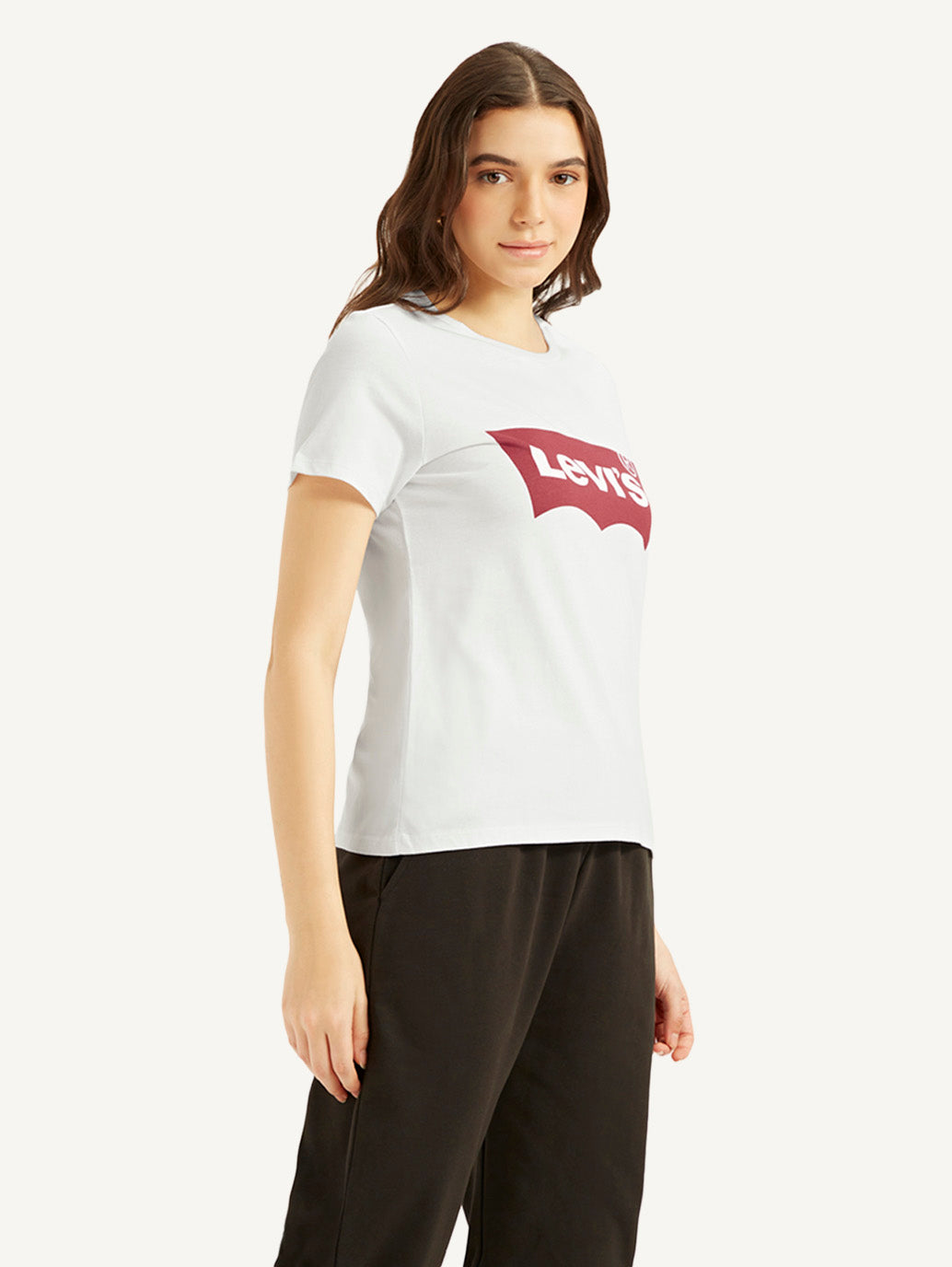 Women's Brand Logo Crew Neck T-Shirt - Side View