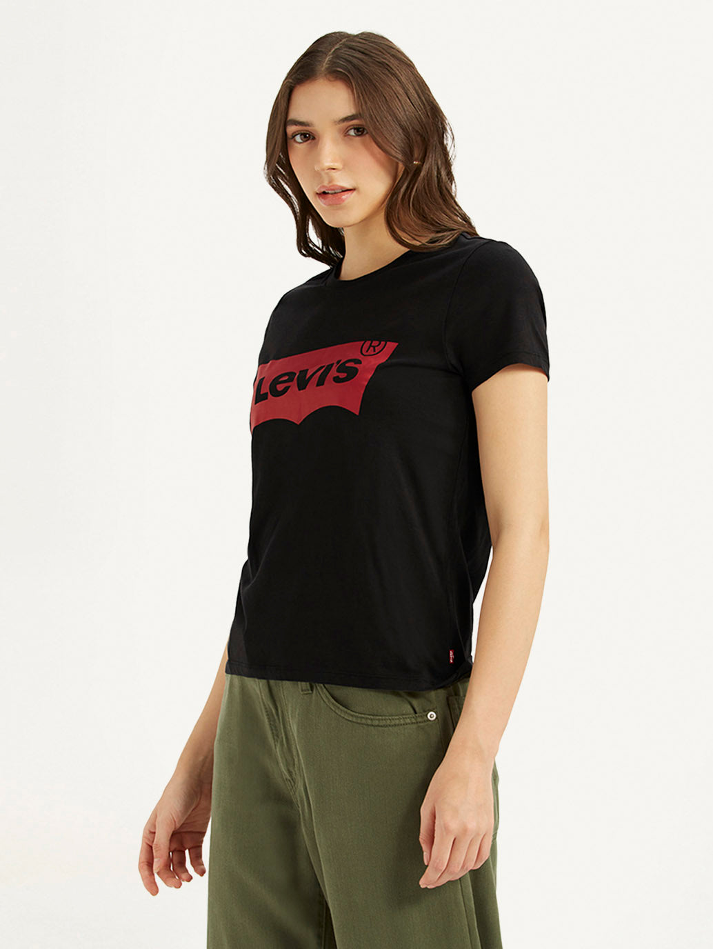 Women's Brand Logo Crew Neck T-shirt - Side View