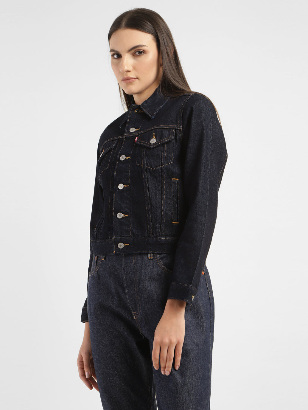 Women's Solid Spread Collar Denim Jacket - 82c85b3f-dce1-46be-bbc5-99dd4d1f73c5 View