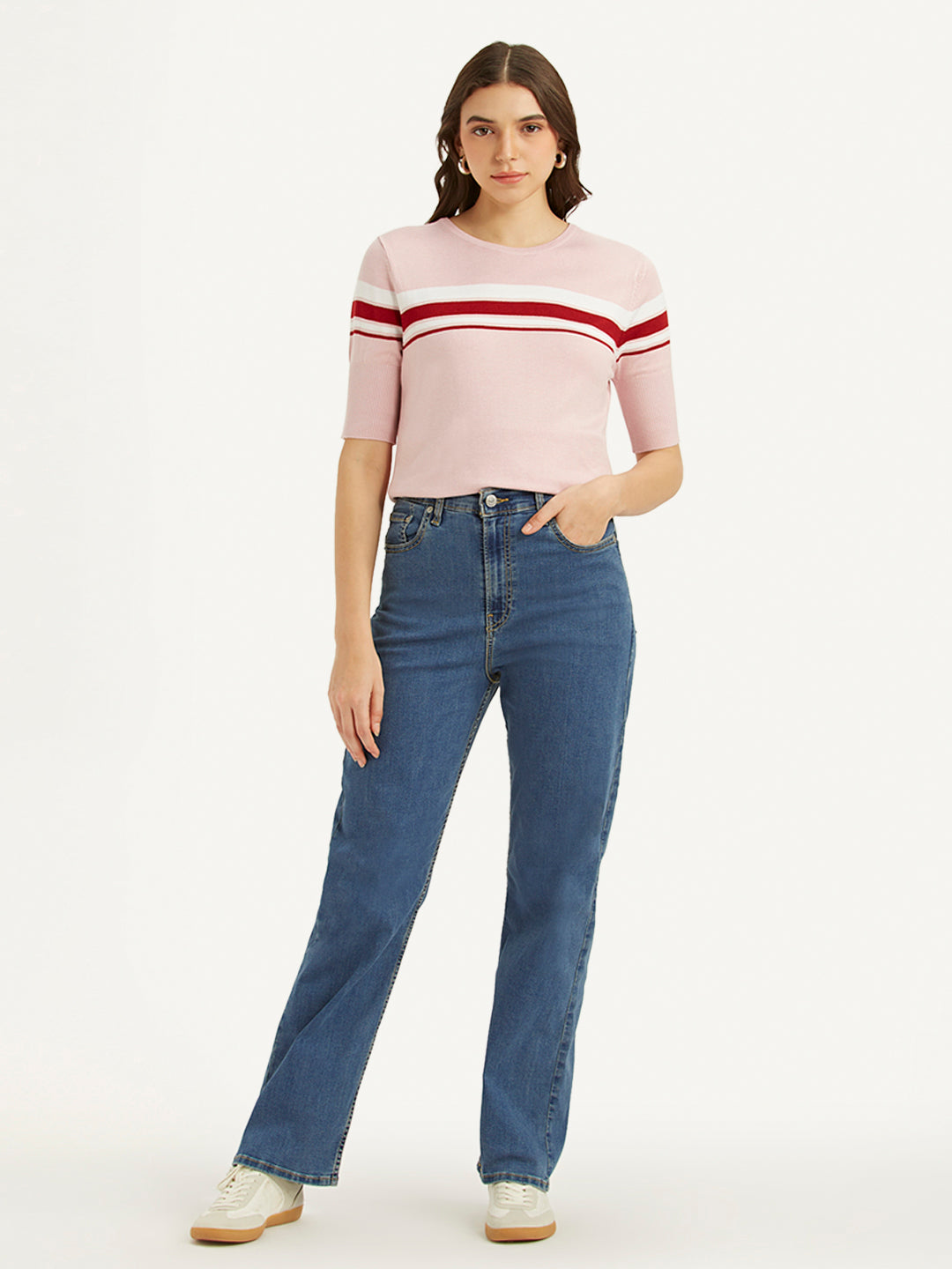 Women's Blue Ribcage Straight Fit High Rise Jeans - 241e34a17cf0f78d388c72ab1d98febc View