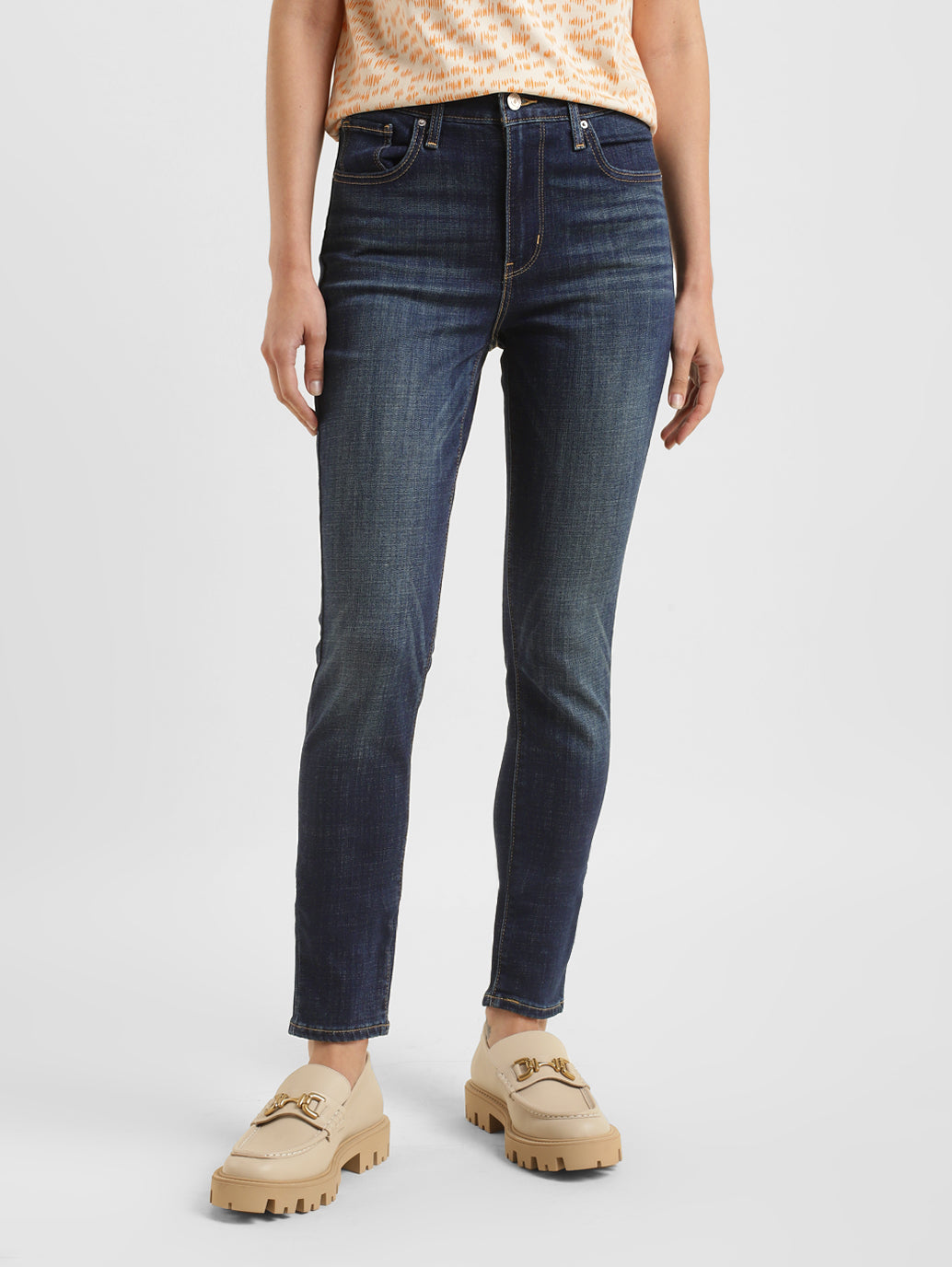 Women's 721 Blue Skinny Fit High Rise Jeans - Front View