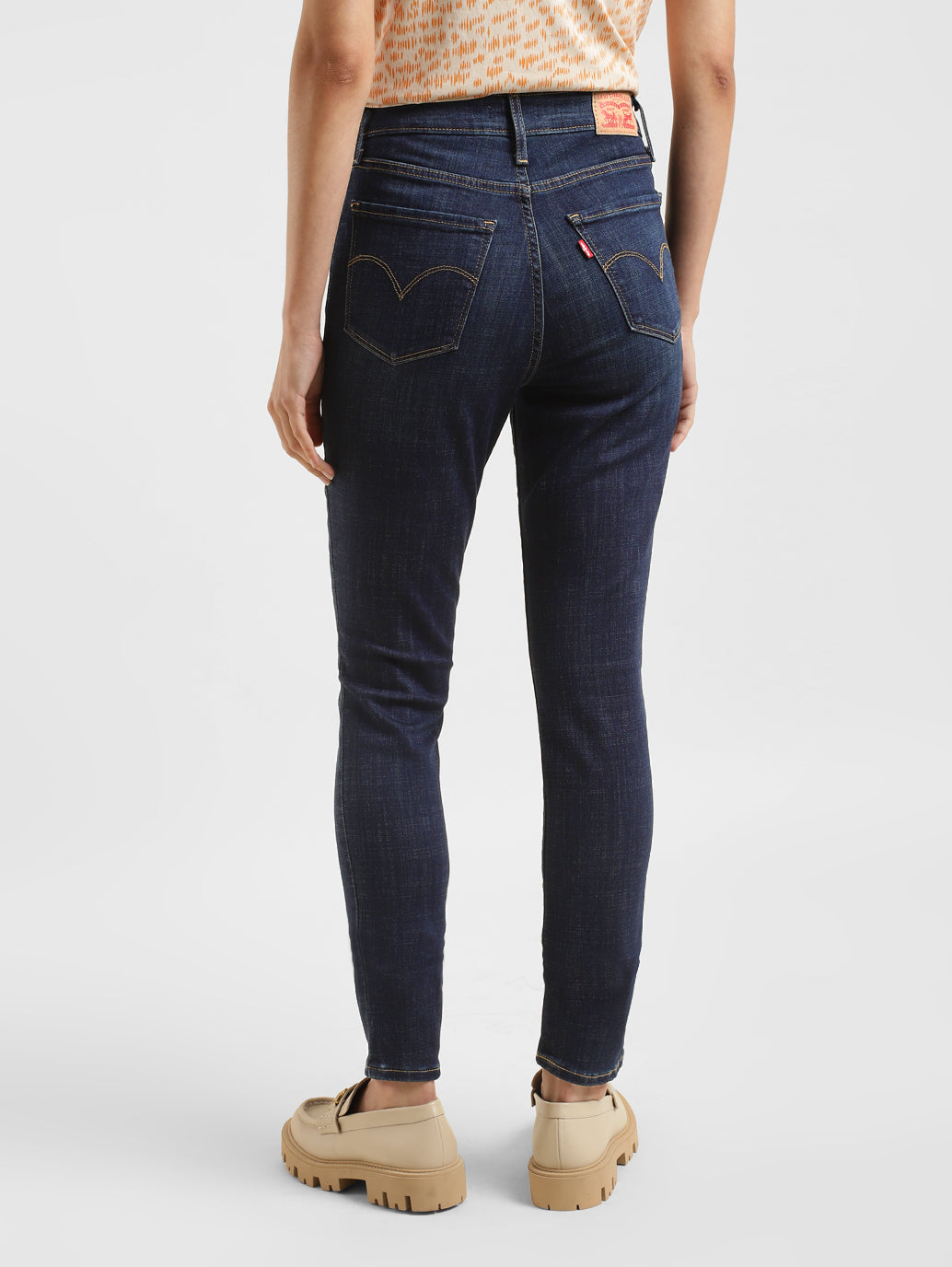 Women's 721 Blue Skinny Fit High Rise Jeans - Back View