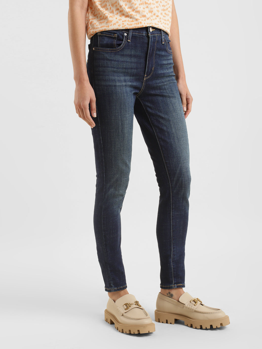 Women's 721 Blue Skinny Fit High Rise Jeans - Side View