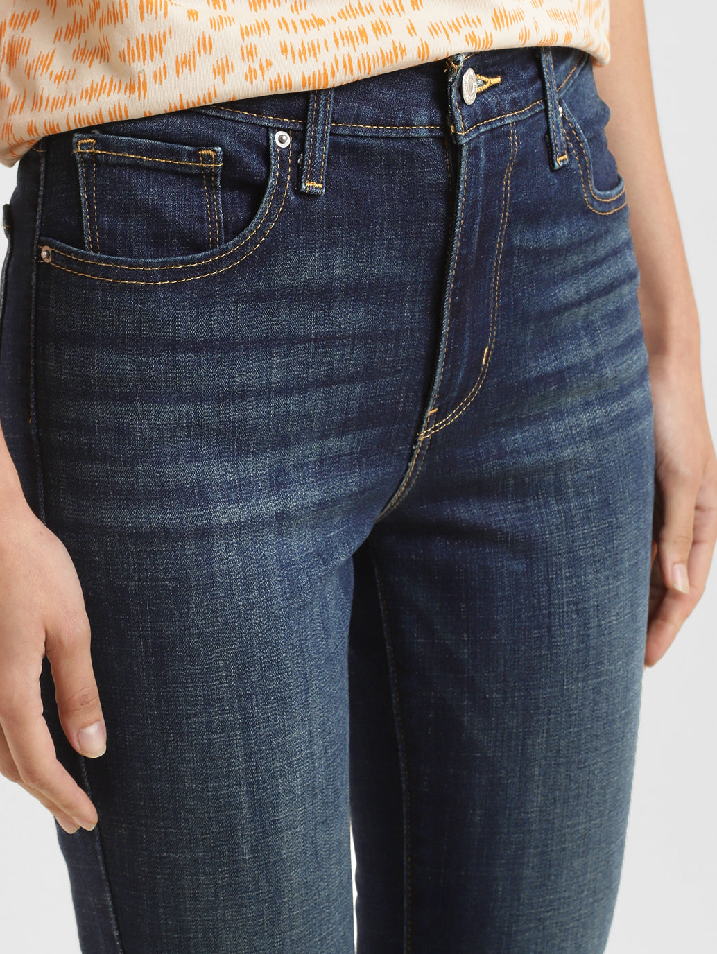 Women's 721 Blue Skinny Fit High Rise Jeans - details View
