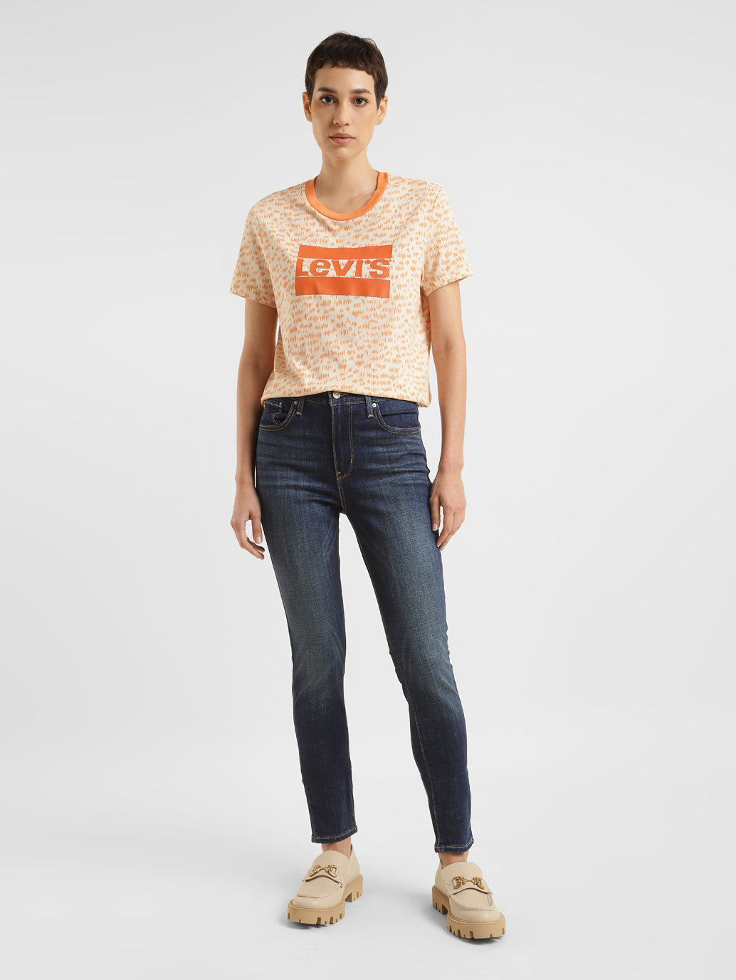 Women's 721 Blue Skinny Fit High Rise Jeans - Front View