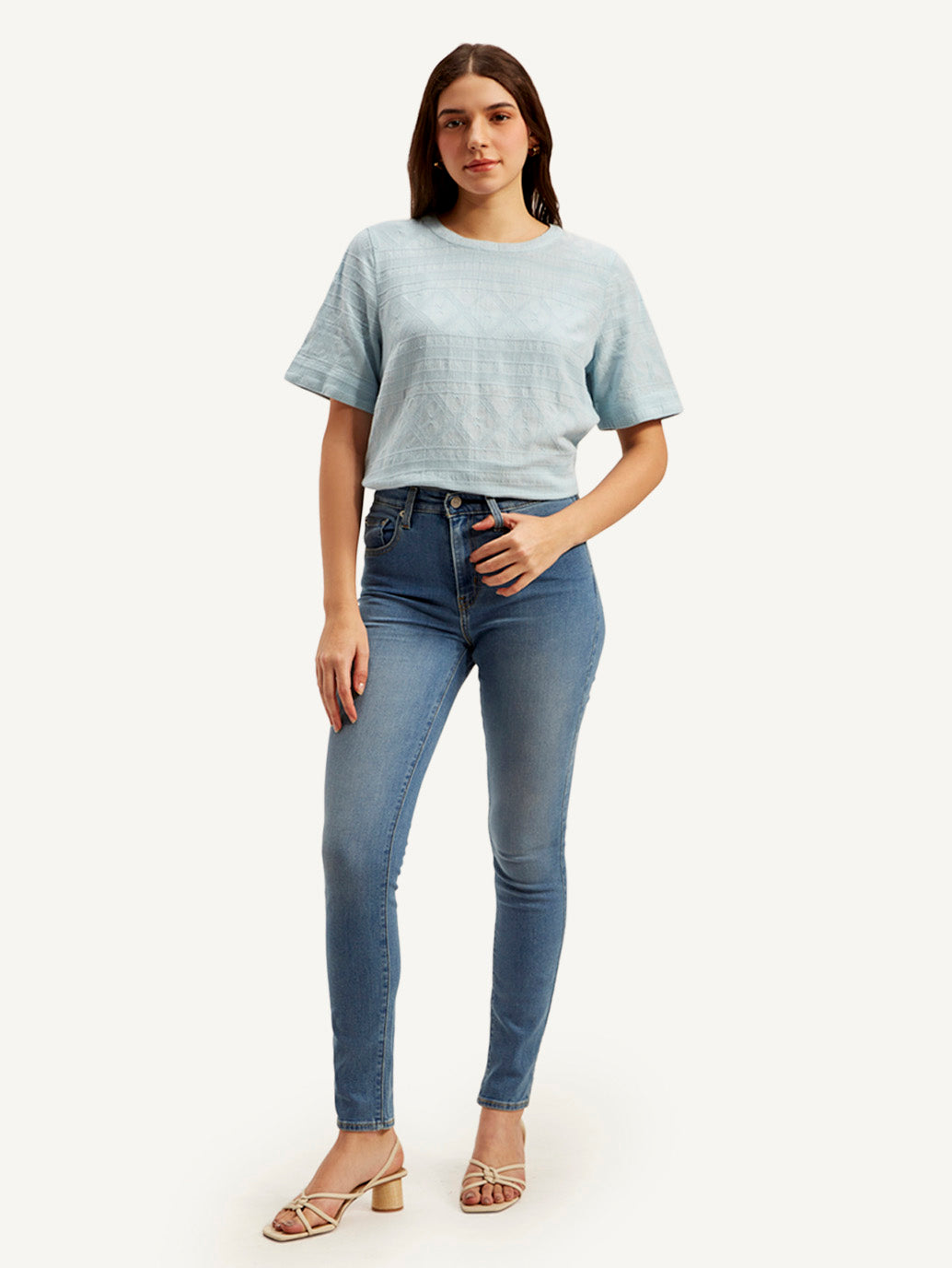 Women's 721 Blue Skinny Fit High Rise Jeans - Front View