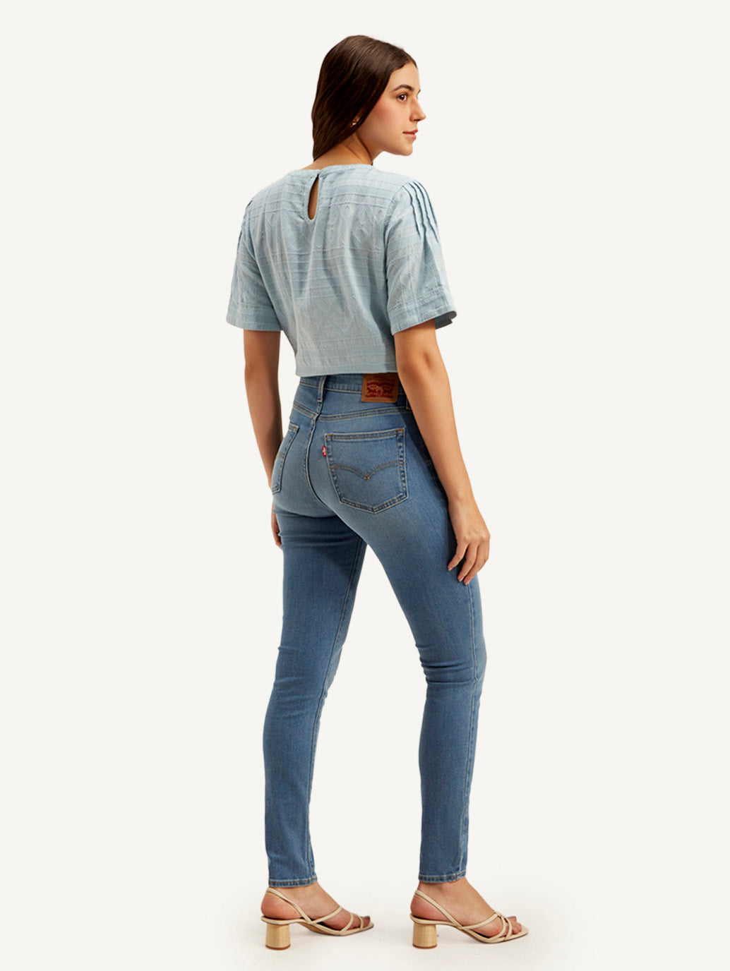Women's 721 Blue Skinny Fit High Rise Jeans - Back View