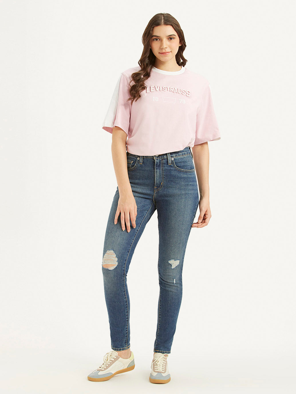 Women's 721 Blue Skinny Fit Mid Rise Jeans - Styleshot View