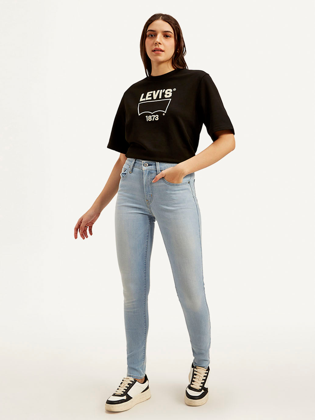 Women's 721 Light Blue Skinny Fit High Rise Jeans - Front View