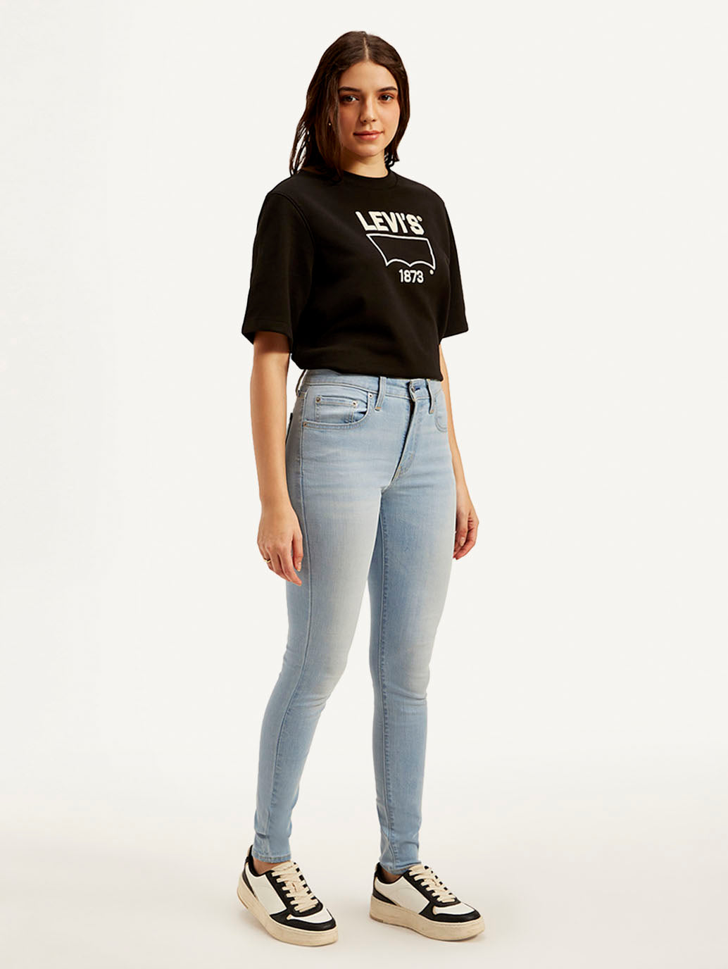 Women's 721 Light Blue Skinny Fit High Rise Jeans - Side View