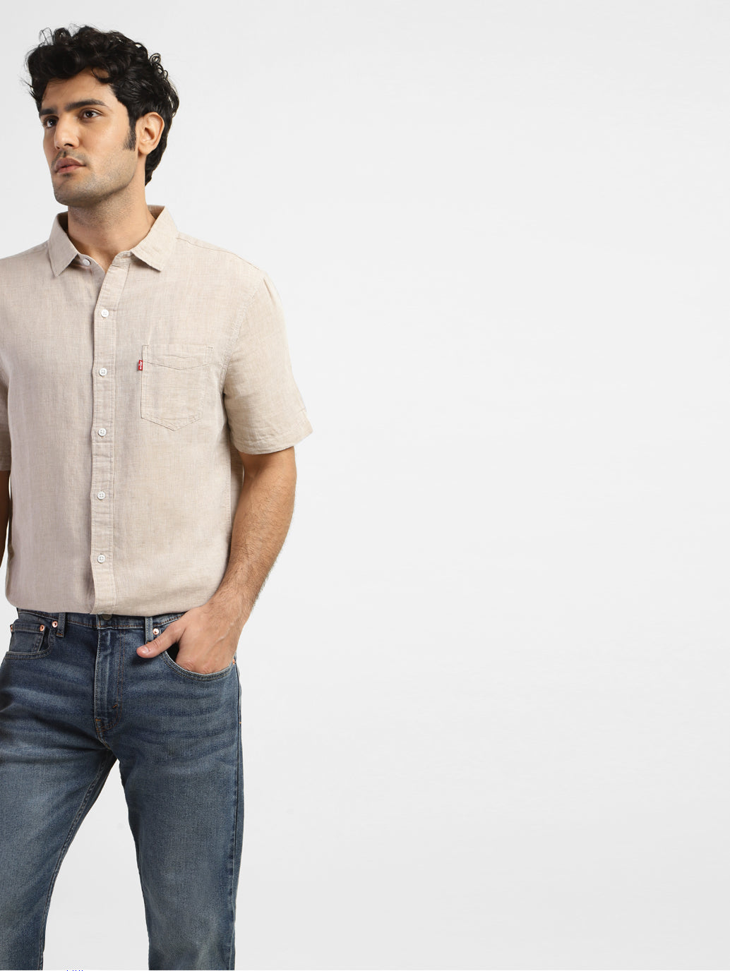 Men's Solid Regular Fit Linen Shirt - Shot View