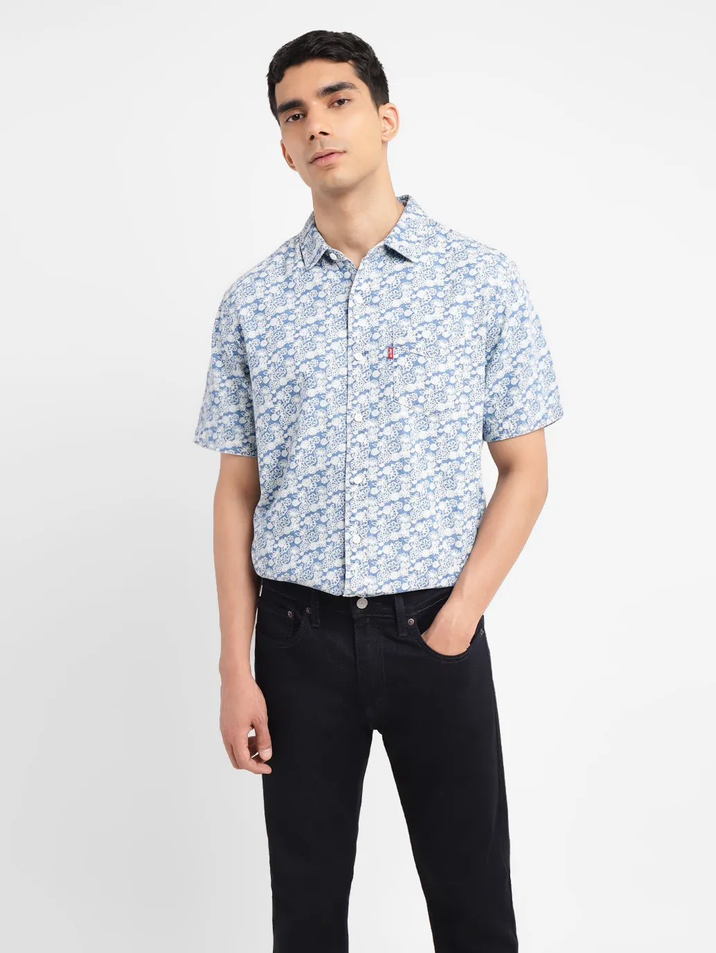Men's Floral Print Slim Fit Shirt - 36db92d6-0a9f-40aa-906f-058829961923 View