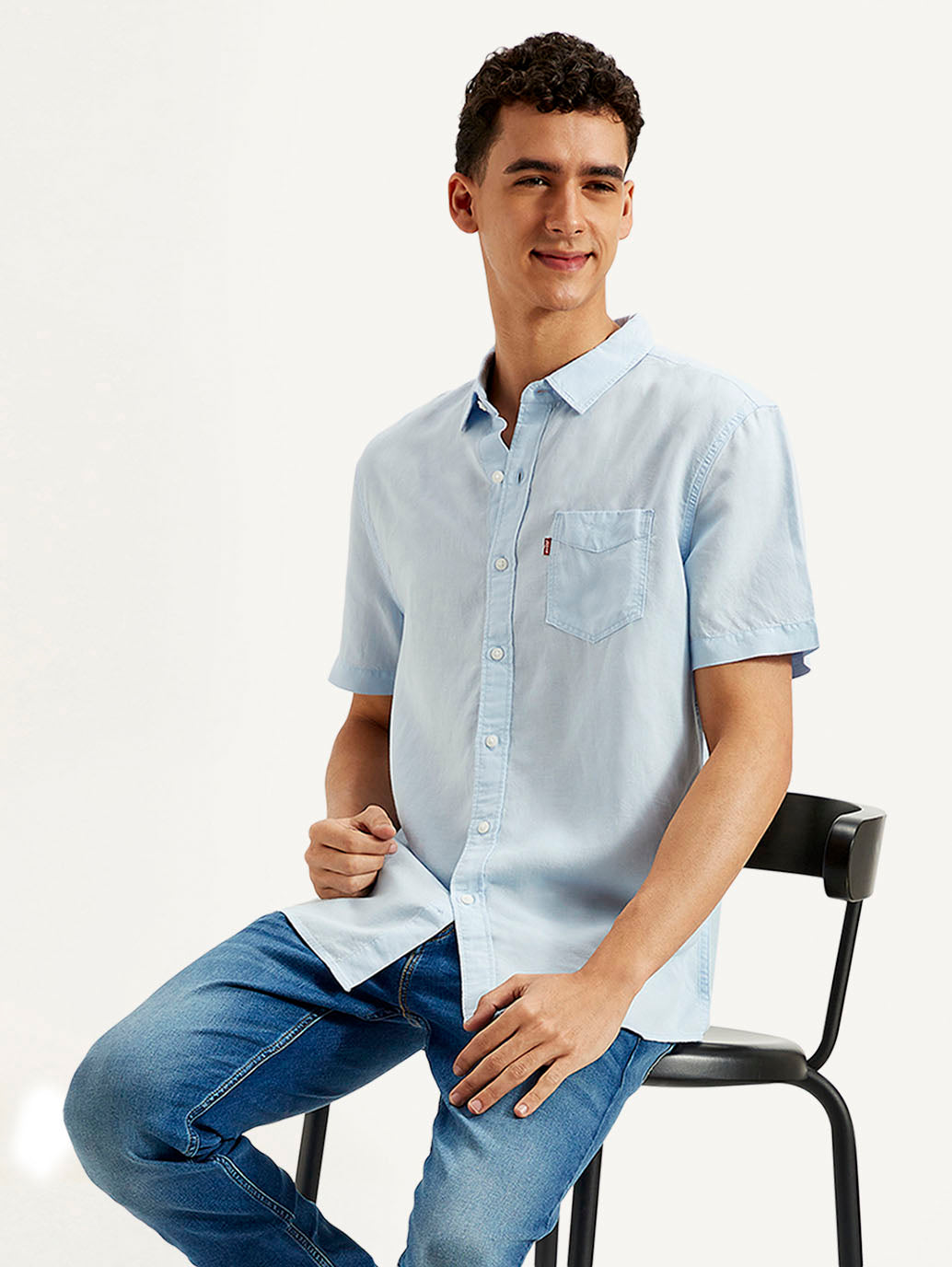Men's Solid Slim Fit Linen Shirt - Styleshot View