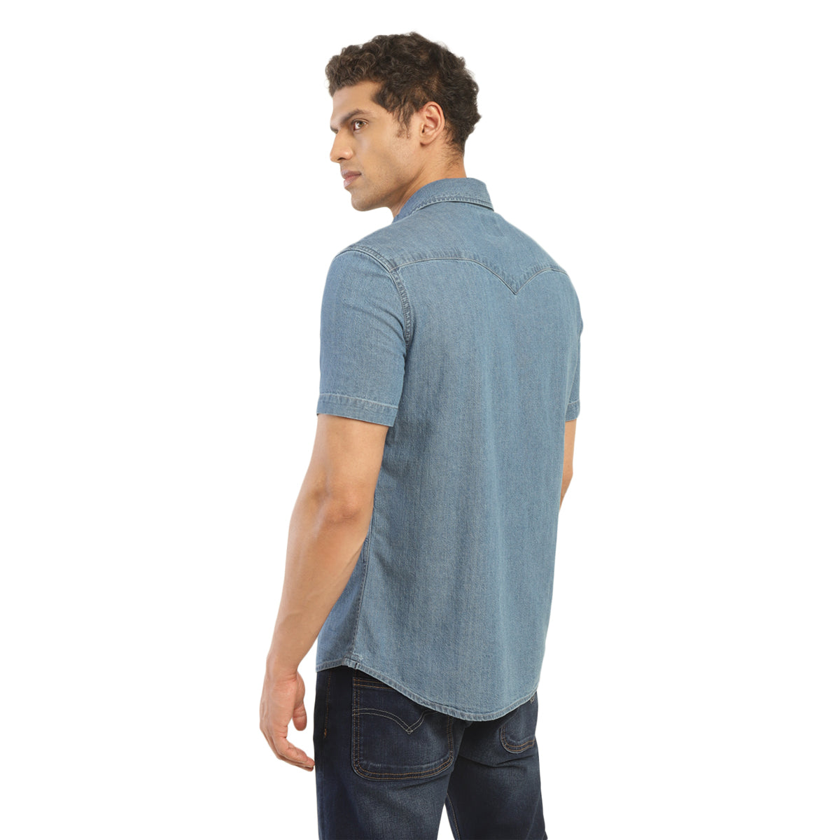 Men's Solid Spread Collar Shirt - 2 View