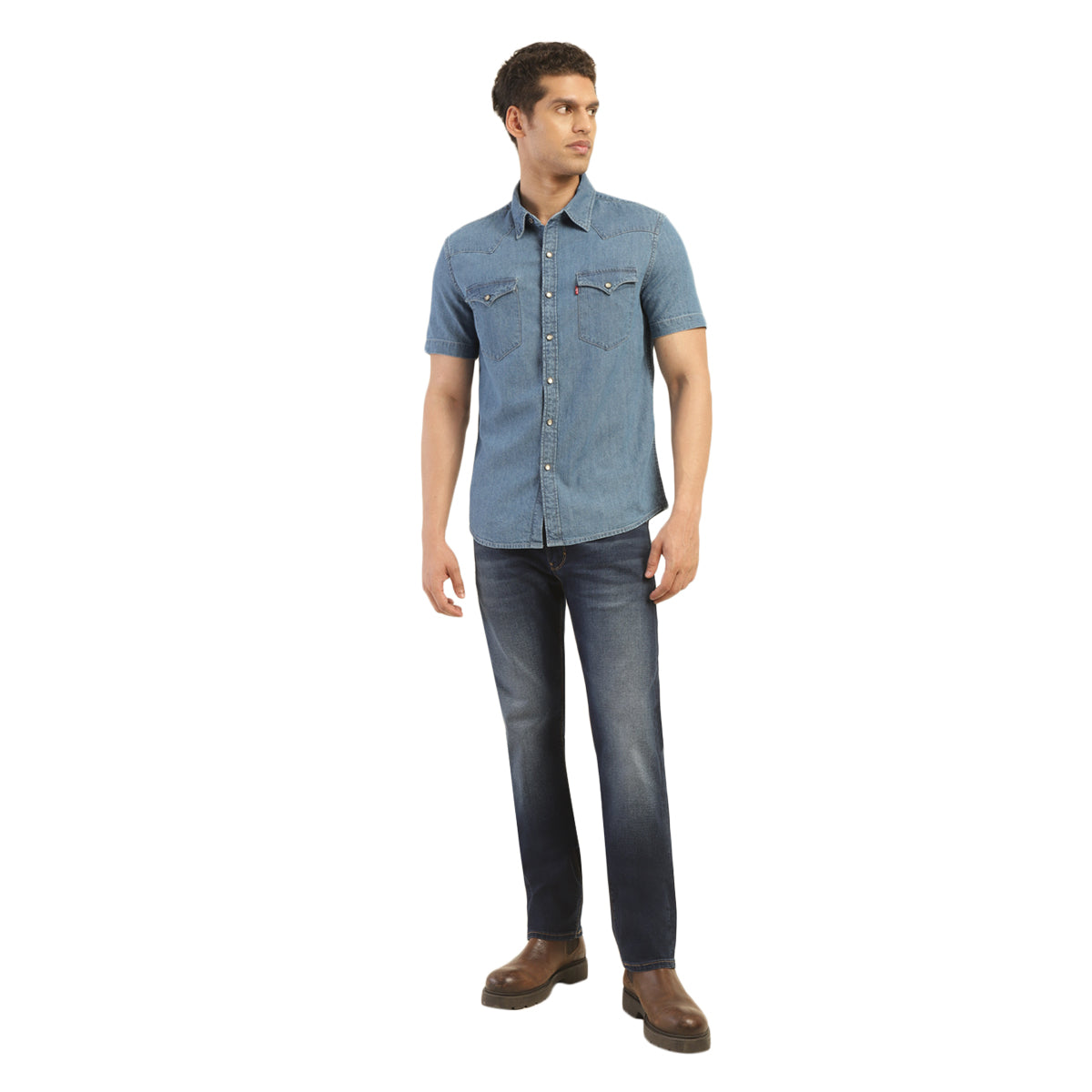 Men's Solid Spread Collar Shirt - 5 View